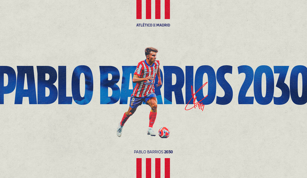 Chính thức: Atletico Madrid gia hạn hợp đồng với tiền vệ 21 tuổi Barrios đến năm 2030
